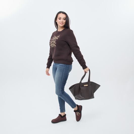 Напівчобітки Аніта, коричневі з вишивкою колоски, Колір: Коричневі з вишивкою колоски , Розмір: 40, изображение 8